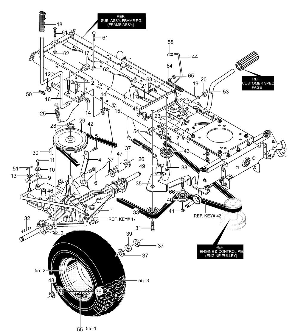 Motion Drive Diagram and Parts List for 40319X51C 2001 Briggs and Stratton Lawn Tractor